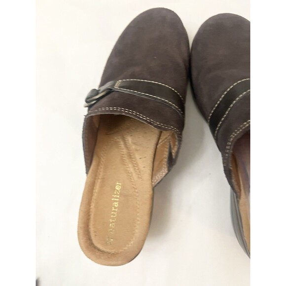 Naturalizer Suede Leather Heeled Slip On Mules Clogs Size 8.5 Brown Shoes - Picture 7 of 8